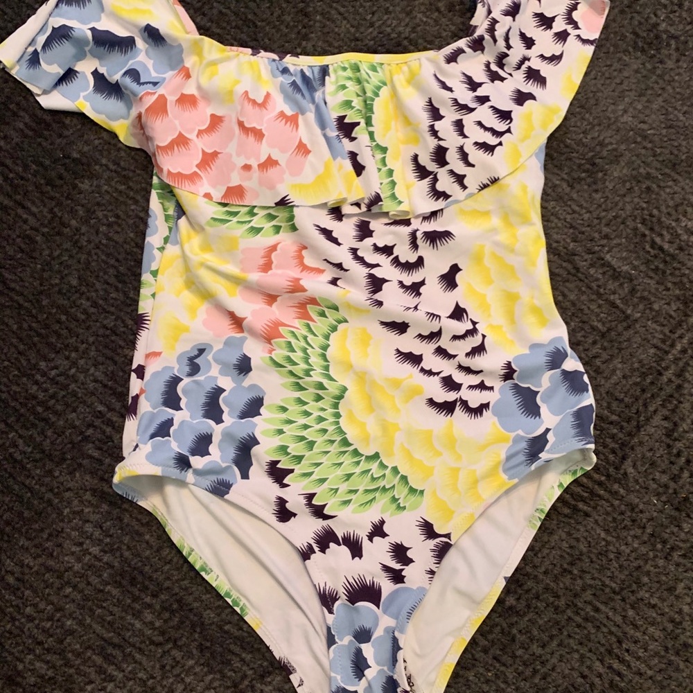 Ruffle off shoulder one piece